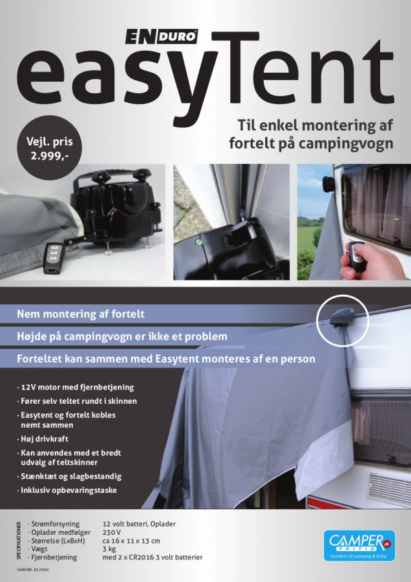 Let montering og opsætning af fortelt på campingvognen | EasyTent fra ENDURO® Let montering og opsætning af fortelt på campingvognen | EasyTent fra ENDURO®